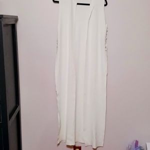 Zara Open White Vest with Criss-cross Ties on side Open Slits Med. 42in length